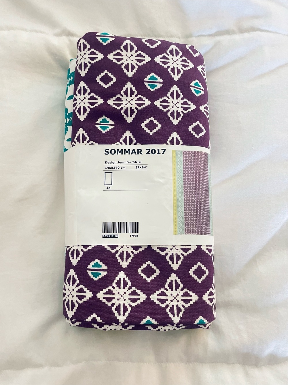 NIP IKEA Tablecloth Cotton Purple Yellow Turquoise Geometrical Sommar 2017 57x94